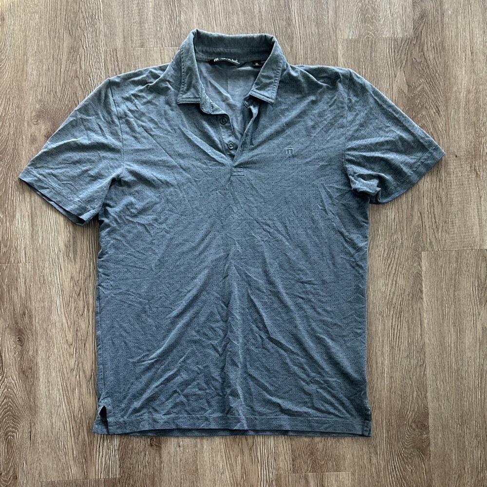 Travis Mathew Short Sleeve Polo Grey Red Polka Dot Medium Golf